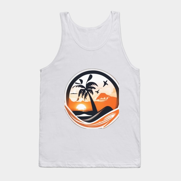 Tropical Sunset Paradise Circle Design No. 780 Tank Top by cornelliusy